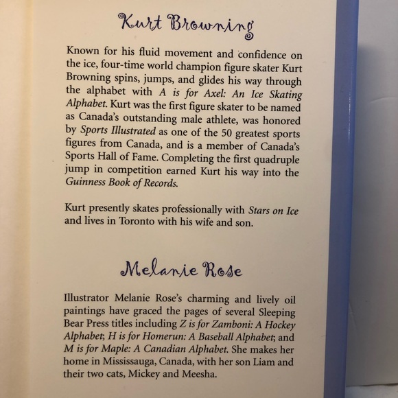 A is for Axel: An Ice Skating Alphabet by Browning, Kurt Beautiful Hardcover - Picture 7 of 14
